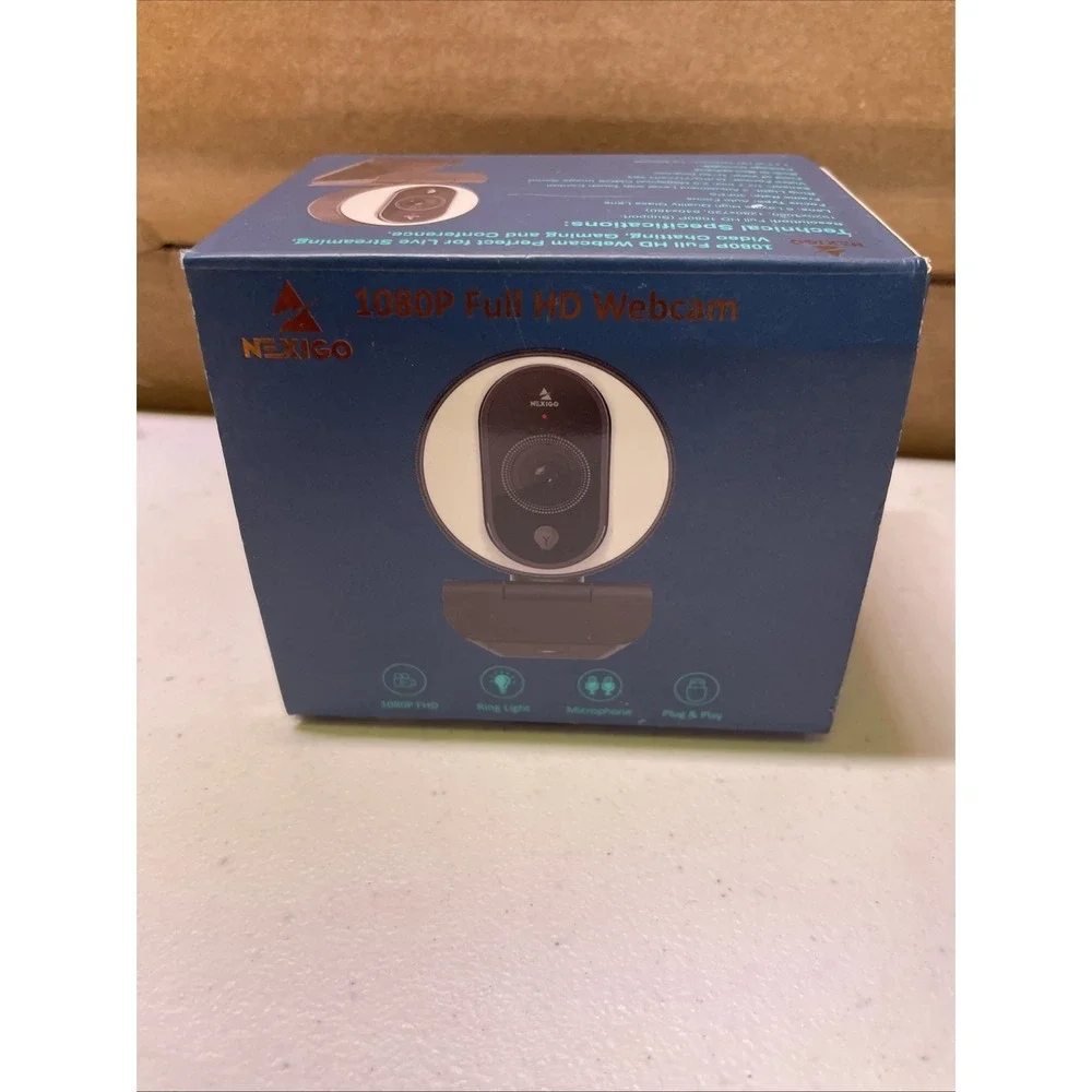 NexiGo N680E 1080P HD Webcam with Ring Light, Privacy Cover and Dual Microphone
